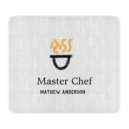 Masterchef voeg naam toe zwarte pan gele rook snijplank (Voorkant)