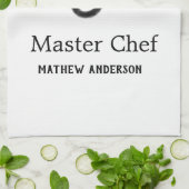 Masterchef voeg naam toe zwarte pan gele rook theedoek (Gevouwen)