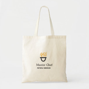 Masterchef voeg naam toe zwarte pan gele rook tote bag