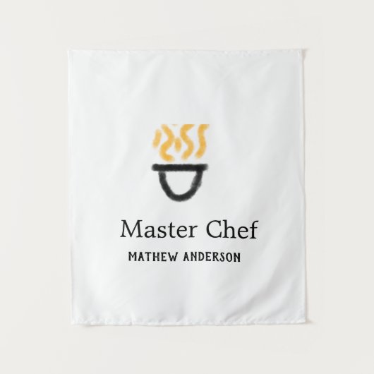 Masterchef voeg naam toe zwarte pan gele rook wandkleed (Voorkant)