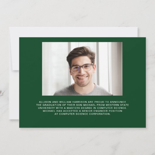 Masterd it Foto Masters Degree Green Afstuderen Aankondiging (Achterkant)