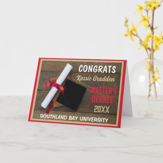 Masterdiploma! Gefeliciteerd Afgestudeerde Aangepa Kaart (Gele Bloem)