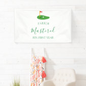 Mastered eerste jaar één gat in één groene verjaar spandoek (Insitu)