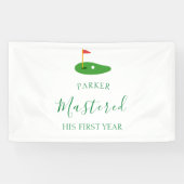 Mastered eerste jaar één gat in één groene verjaar spandoek (Horizontaal)