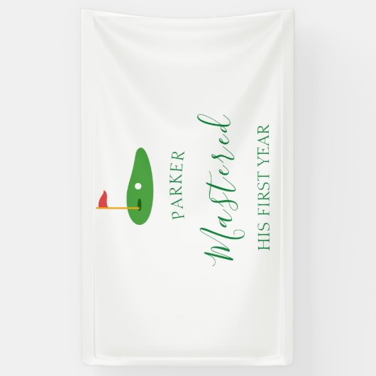 Mastered eerste jaar één gat in één groene verjaar spandoek (Verticaal)