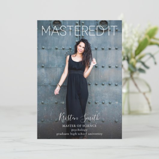 Mastered It Afstuderen Foto kondiging Kaart (Staand voorkant)