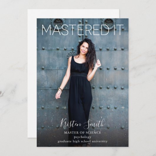 Mastered It Afstuderen Foto kondiging Kaart (Voorkant / Achterkant)