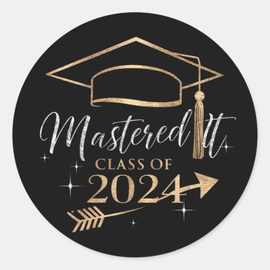 Mastered It Class van 2024 Afstuderen Gifts voor h Ronde Sticker (Voorkant)