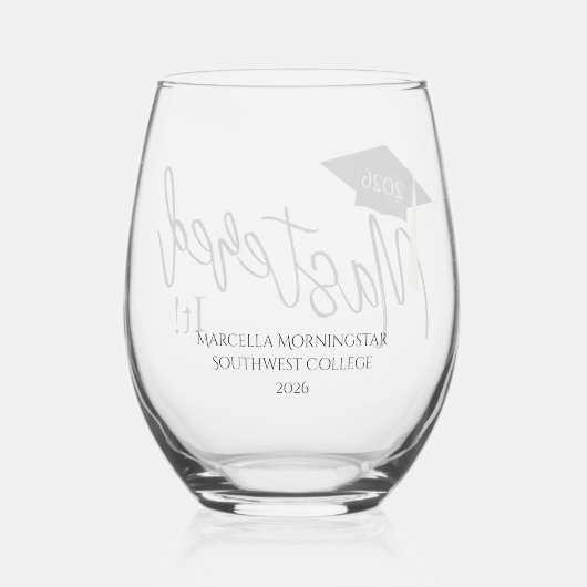 Mastered IT Graduation Cap Wijnglas Zonder Voet (Achterkant)