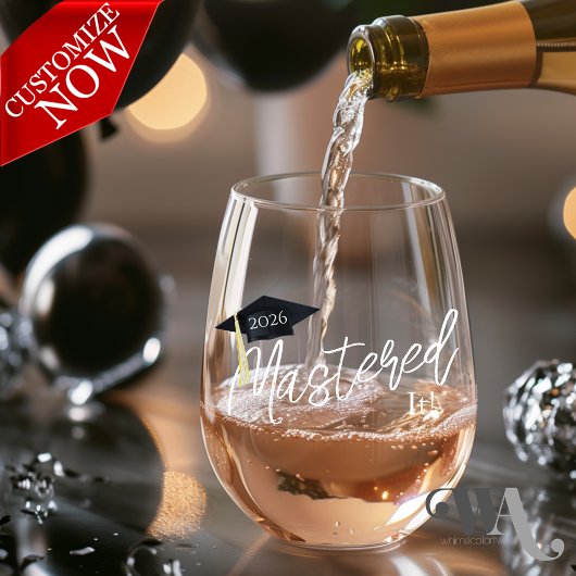 Mastered IT Graduation Cap Wijnglas Zonder Voet