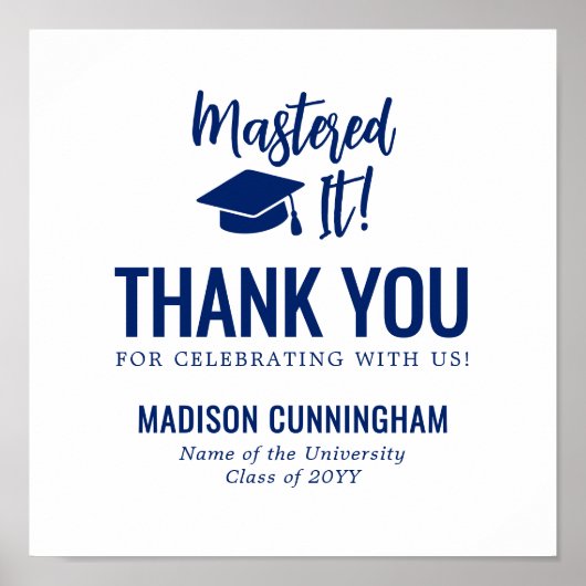 Mastered It Graduation Thank You Sticker Template Poster (Voorkant)