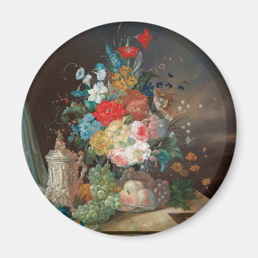 Masterful Stilleven: Bloemen & Fruitmagneet Magneet (Voorkant)