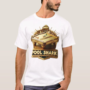 Mastering the Game: Pool Shark Logo op pooltafel T-shirt