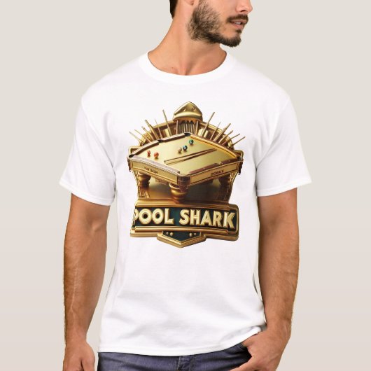 Mastering the Game: Pool Shark Logo op pooltafel T-shirt (Voorkant)