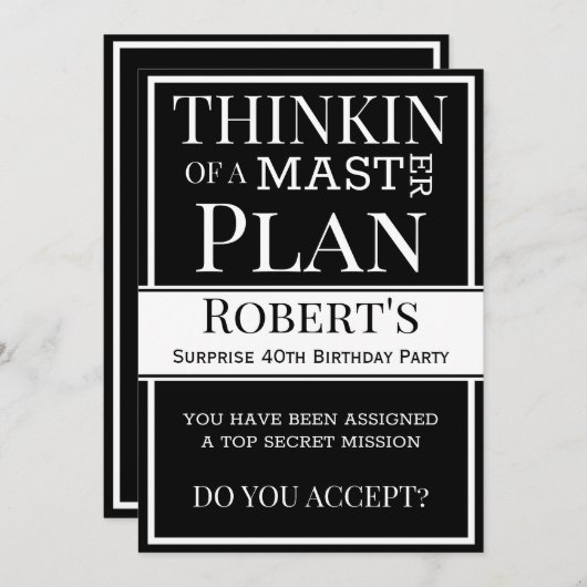 "masterplan" Verrassingsfeest Kaart (Voorkant / Achterkant)