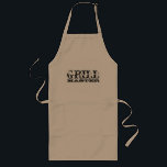 Masterplatform voor mannen | beige lang schort<br><div class="desc">Grill master apron for bbq kings. Barbeque cadeau voor mannen. Oude westerne cowboylettertypen / letters. typografie. Maak er een voor chef-kok vader, vader, man, opa, broer enz.</div>
