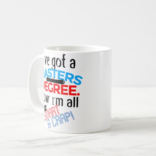 Masters Degree Afstuderen Funny Coffee Mok MSW MBA (Voorkant links)