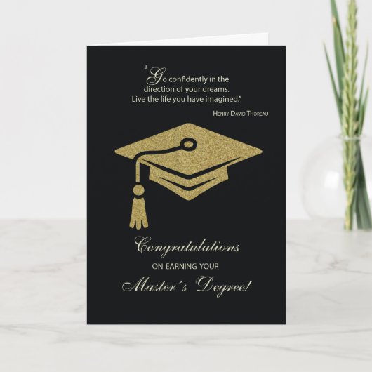 Master's Degree Afstuderen Gefeliciteerd Zwart Kaart (Voorkant)