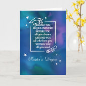Master's Degree Afstuderen Quote Blauwe Waterverf Kaart (Gele Bloem)
