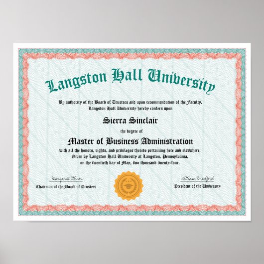 Master's Degree Diploma Replica Poster (Voorkant)