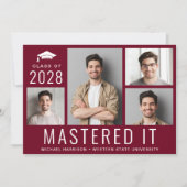 Masters Degree Foto Burgundy Graduparty Kaart (Voorkant)
