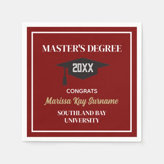 Master's Degree Gefeliciteerd! AANGEPASTE Afstudee Servet (Voorkant)