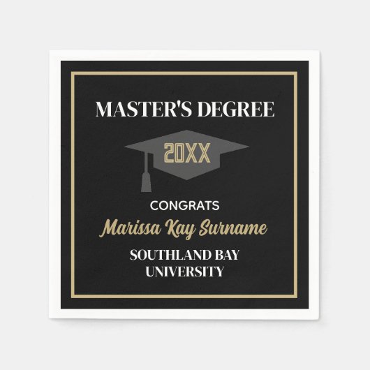 Master's Degree Gefeliciteerd! AANGEPASTE Afstudee Servet (Voorkant)