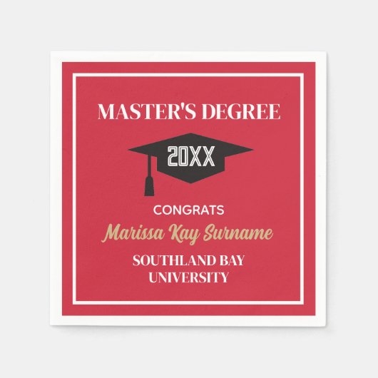 Master's Degree Gefeliciteerd! AANGEPASTE Afstudee Servet (Voorkant)