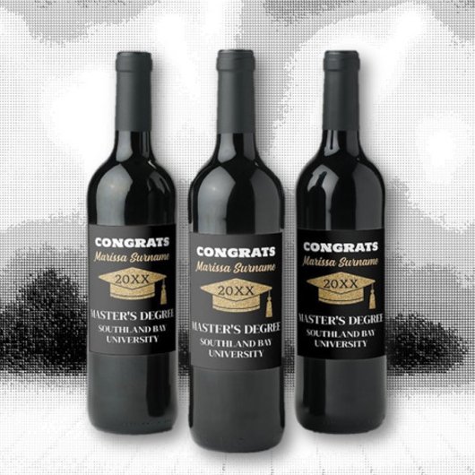 Master's Degree Gefeliciteerd! drank Wijn Etiket