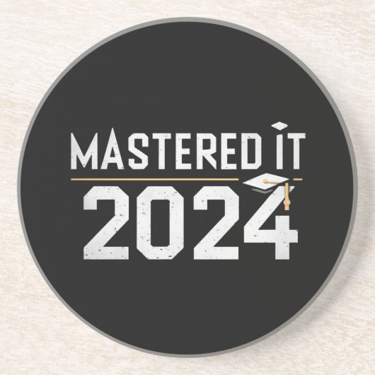 Master's Degree Mastered IT 2024 Masters Degree Zandsteen Onderzetter (Voorkant)