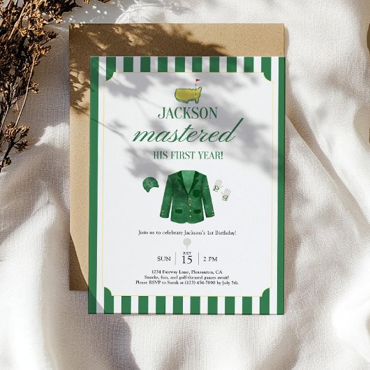 Masters Golf 1st Birthday Invitation Template: Edi Kaart