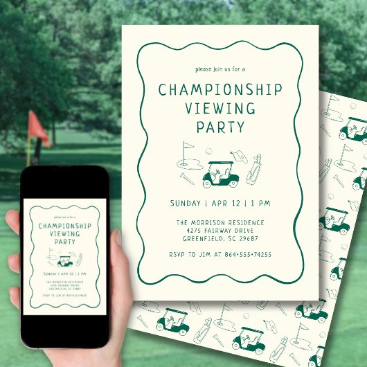 Masters Golf Kijkfeestje Handgetekende Groen Kaart