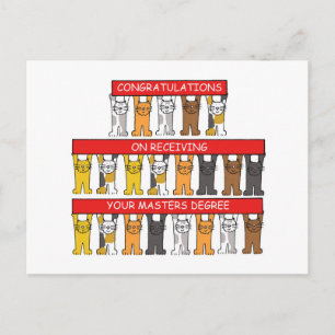 Masters gradin Gefeliciteerd Cartoon Katten Briefkaart