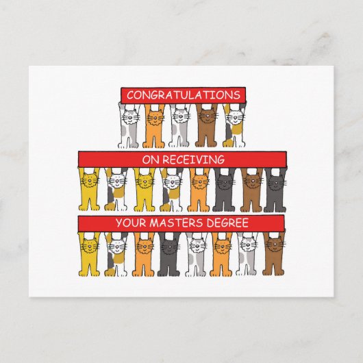 Masters gradin Gefeliciteerd Cartoon Katten Briefkaart (Voorkant)