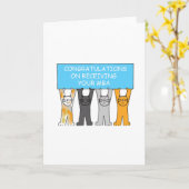 Masters gradin Gefeliciteerd Cartoon Katten Kaart (Gele Bloem)