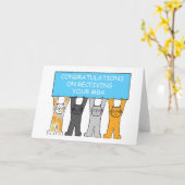Masters gradin Gefeliciteerd Cartoon Katten Kaart (Gele Bloem)