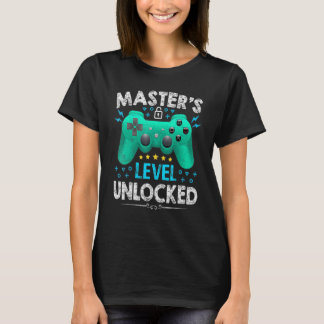 Master's level ontgrendelde gamer eerste dag van d t-shirt