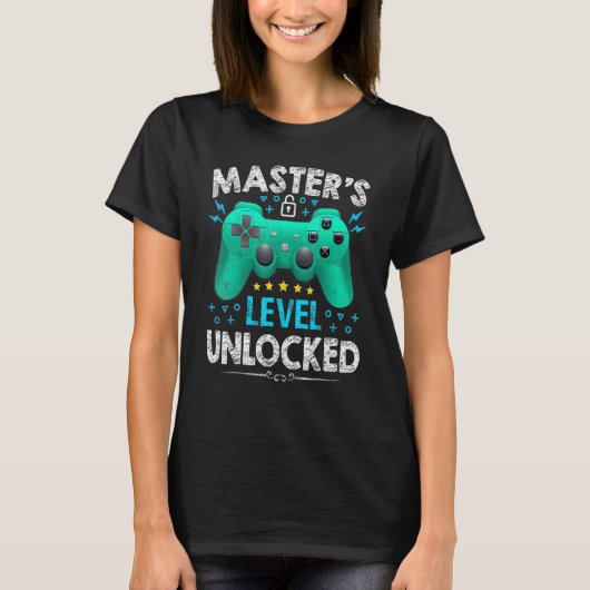 Master's level ontgrendelde gamer eerste dag van d t-shirt (Voorkant)