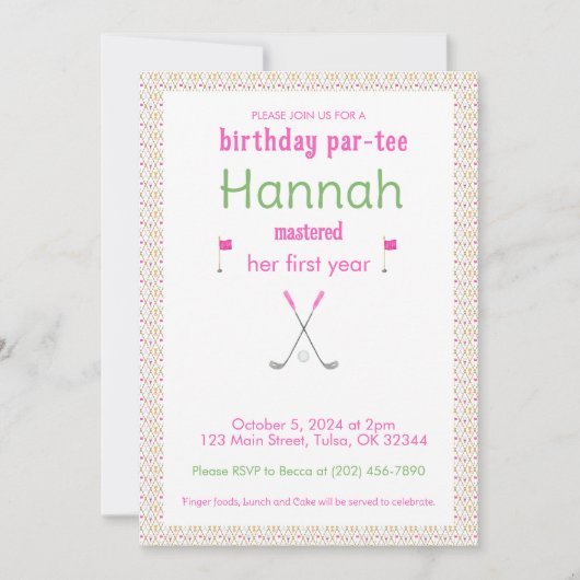 Masters Party Groen Roze Verjaardag Uitnodiging (Voorkant)