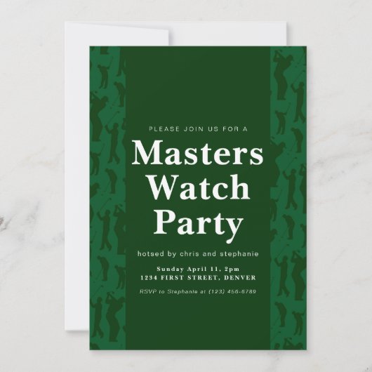 Masters Toernooi Golf Watch Party Uitnodiging (Voorkant)