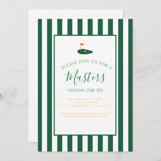 Masters Viewing Party Birthday Invitation Kaart (Voorkant / Achterkant)