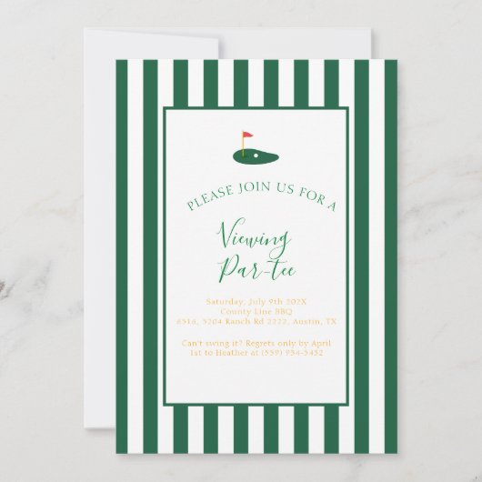 Masters Viewing Party Verjaardagsuitnodiging  Kaart (Voorkant)