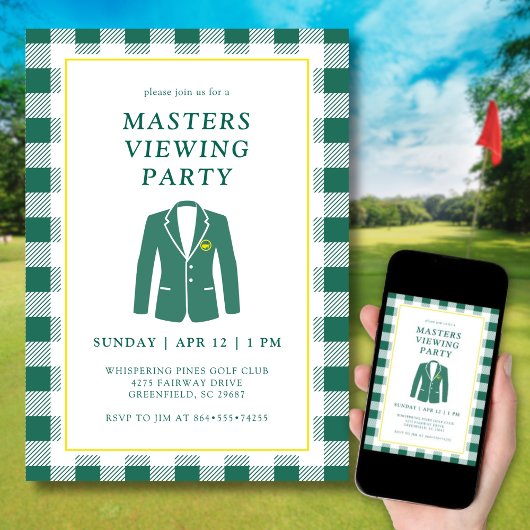  Masters Viewing Watch Party Golf Green Jacket Kaart