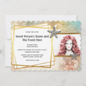 Masterschelp geometrische goudfotoparty kaart (Voorkant)