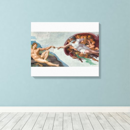 Masterstuk op Canvas - "De schepping van Adam" Afdruk (Insitu (Houten vloer))