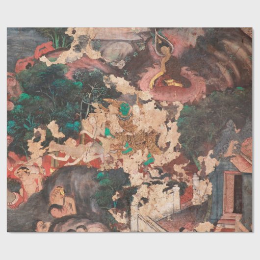 Masterstuk traditionele schilderkunst in Thaise st Cadeaupapier (Vlak)