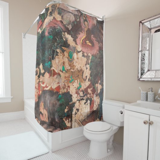 Masterstuk traditionele schilderkunst in Thaise st Douchegordijn (In situ)