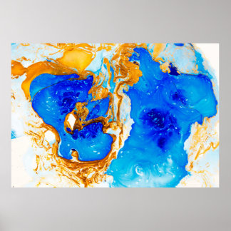 Masterstuk van kunst ontwerpen. Golden en blauwe p Poster
