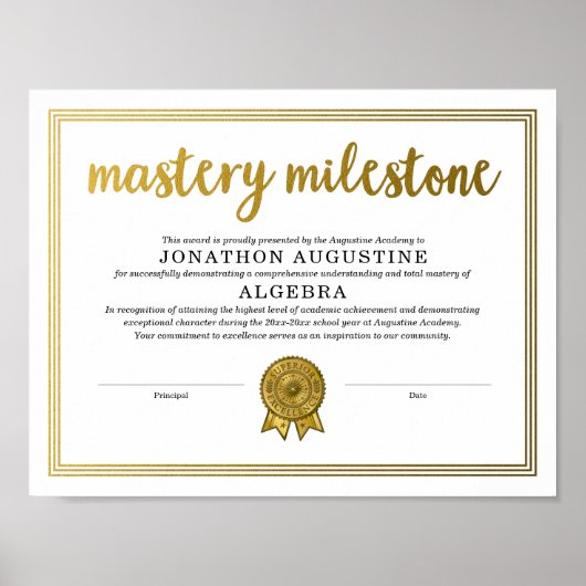Mastery Award Certificate Poster (Voorkant)