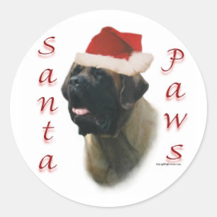 Mastiff (abrikoos2) Santa Paws Ronde Sticker